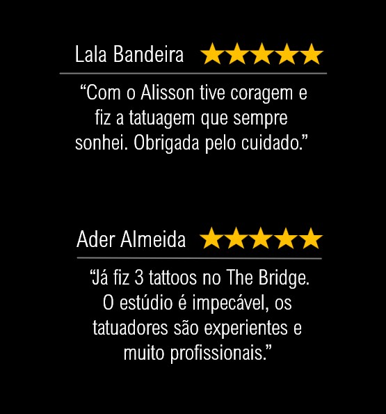 Depoimentos de clientes sobre o estúdio de tatuagem e sobre o tatuador de braga Alisson Domingos