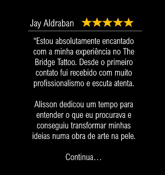 Depoimentos de clientes sobre o estúdio de tatuagem e sobre o tatuador de braga Alisson Domingos